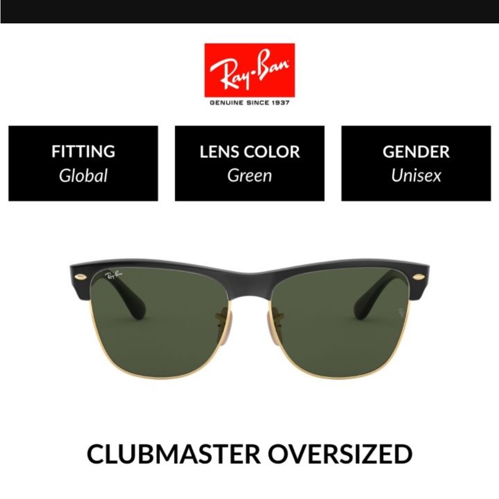 Ray-Ban Clubmaster Oversized Sunglasses with Green Lenses